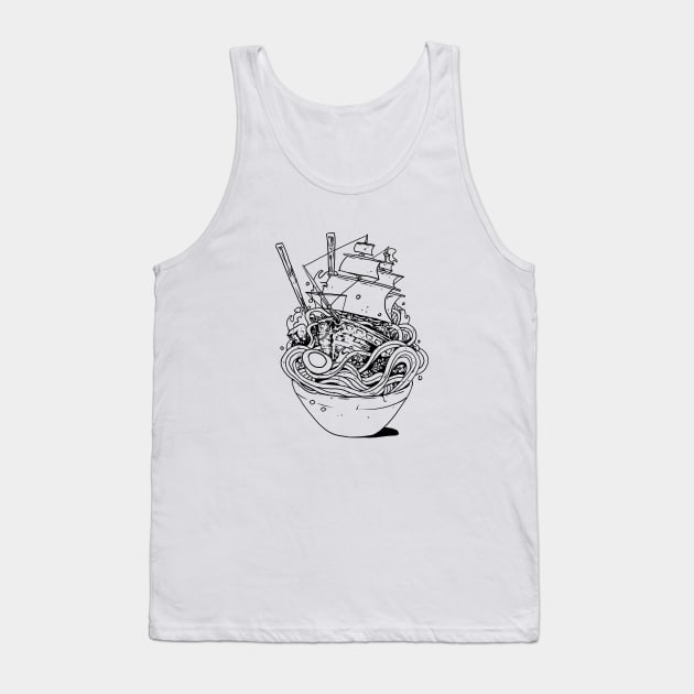 Ramen Ship (B&W) Tank Top by popcornpunk